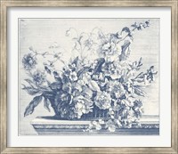 Framed Navy Basket of Flowers II