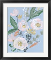 Framed 'Spring Bouquet on Blue II' border=