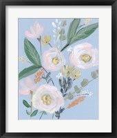 Framed 'Spring Bouquet on Blue II' border=