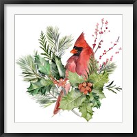Framed Cardinal Holly Christmas I