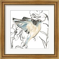 Framed 'Songbird Meadow I' border=