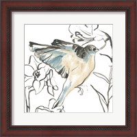 Framed 'Songbird Meadow I' border=