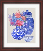 Framed 'Delft Blue Vases I' border=