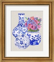 Framed 'Delft Blue Vases II' border=