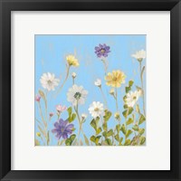 Framed 'Wild Flowers on Cerulean III' border=