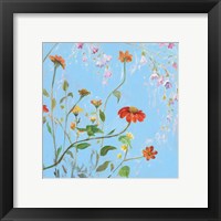 Framed 'Wild Flowers on Cerulean IV' border=