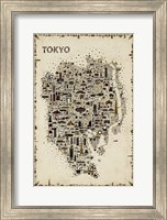 Framed Antique Iconic Cities-Tokyo