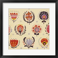 Framed Textile Flowers I