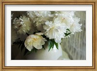 Framed White Peonies In Cream Pitcher 2