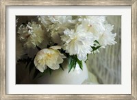 Framed White Peonies In Cream Pitcher 2