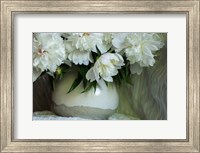 Framed White Peonies In Cream Pitcher 5