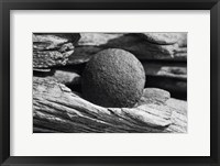 Framed Wood And Metal Ball Abstract