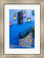 Framed Morocco, Chefchaouen Colorful House Exterior