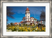 Framed I-SITE Visitor Centre (Old Post Office) And Flowers, Rotorua, North Island, New Zealand