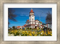 Framed I-SITE Visitor Centre (Old Post Office) And Flowers, Rotorua, North Island, New Zealand