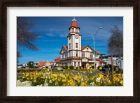 Framed I-SITE Visitor Centre (Old Post Office) And Flowers, Rotorua, North Island, New Zealand