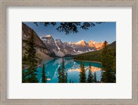 Framed Alberta, Banff National Park, Moraine Lake At Sunrise