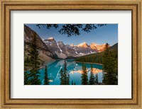 Framed Alberta, Banff National Park, Moraine Lake At Sunrise