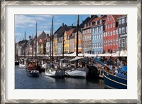 Framed Colorful Buildings, Boats And Canal, Denmark, Copenhagen