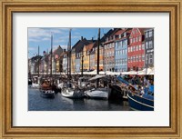 Framed Colorful Buildings, Boats And Canal, Denmark, Copenhagen