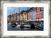 Framed Colorful Buildings, Boats And Canal, Denmark, Copenhagen