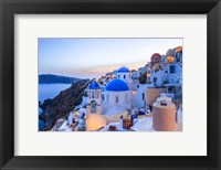 Framed Greece, Santorini, Oia Sunset On Coastal Town
