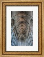 Framed Iceland, Reykjavik, Ribbed Vaults In The Modern Cathedral Of Hallgrimskirkja