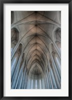 Framed Iceland, Reykjavik, Ribbed Vaults In The Modern Cathedral Of Hallgrimskirkja