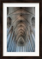 Framed Iceland, Reykjavik, Ribbed Vaults In The Modern Cathedral Of Hallgrimskirkja