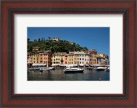 Framed Italy, Province Of Genoa, Portofino, Fishing Village On The Ligurian Sea, Pastel Buildings Overlooking Harbor