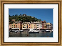 Framed Italy, Province Of Genoa, Portofino, Fishing Village On The Ligurian Sea, Pastel Buildings Overlooking Harbor