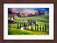 Framed Italy, Tuscany, Val d'Orcia Farm Landscape