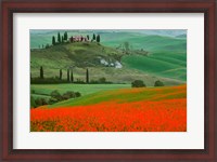 Framed Europe, Italy, Tuscany The Belvedere Villa Landmark And Farmland