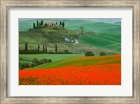 Framed Europe, Italy, Tuscany The Belvedere Villa Landmark And Farmland