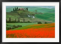 Framed Europe, Italy, Tuscany The Belvedere Villa Landmark And Farmland