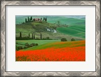 Framed Europe, Italy, Tuscany The Belvedere Villa Landmark And Farmland