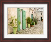 Framed Italy, Basilicata, Matera Plants Adorn The Outside Walls Of The Sassi Houses