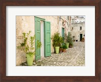 Framed Italy, Basilicata, Matera Plants Adorn The Outside Walls Of The Sassi Houses