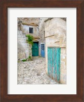 Framed Italy, Basilicata, Matera Doors In A Courtyard In The Old Town Of Matera