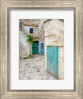 Framed Italy, Basilicata, Matera Doors In A Courtyard In The Old Town Of Matera