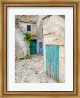 Framed Italy, Basilicata, Matera Doors In A Courtyard In The Old Town Of Matera