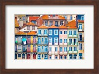 Framed Europe, Portugal, Porto Colorful Building Facades Next To Douro River