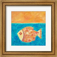 Framed Fish With Spiral Sun