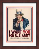 Framed Uncle Sam, I Want You for the U.S. Army, 1917