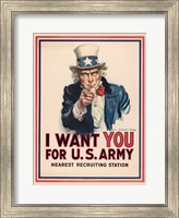 Framed Uncle Sam, I Want You for the U.S. Army, 1917