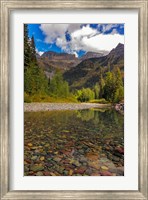 Framed Mcdonald Creek With Garden Wall In Early Autumn In Glacier National Park, Montana