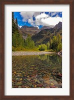 Framed Mcdonald Creek With Garden Wall In Early Autumn In Glacier National Park, Montana