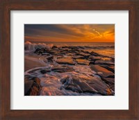 Framed New Jersey, Cape May, Sunset On Ocean Shore
