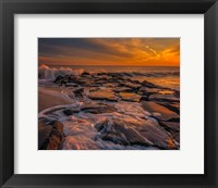 Framed New Jersey, Cape May, Sunset On Ocean Shore
