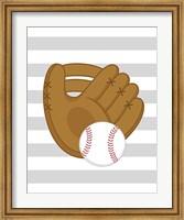 Framed Baseball Glove Stripes